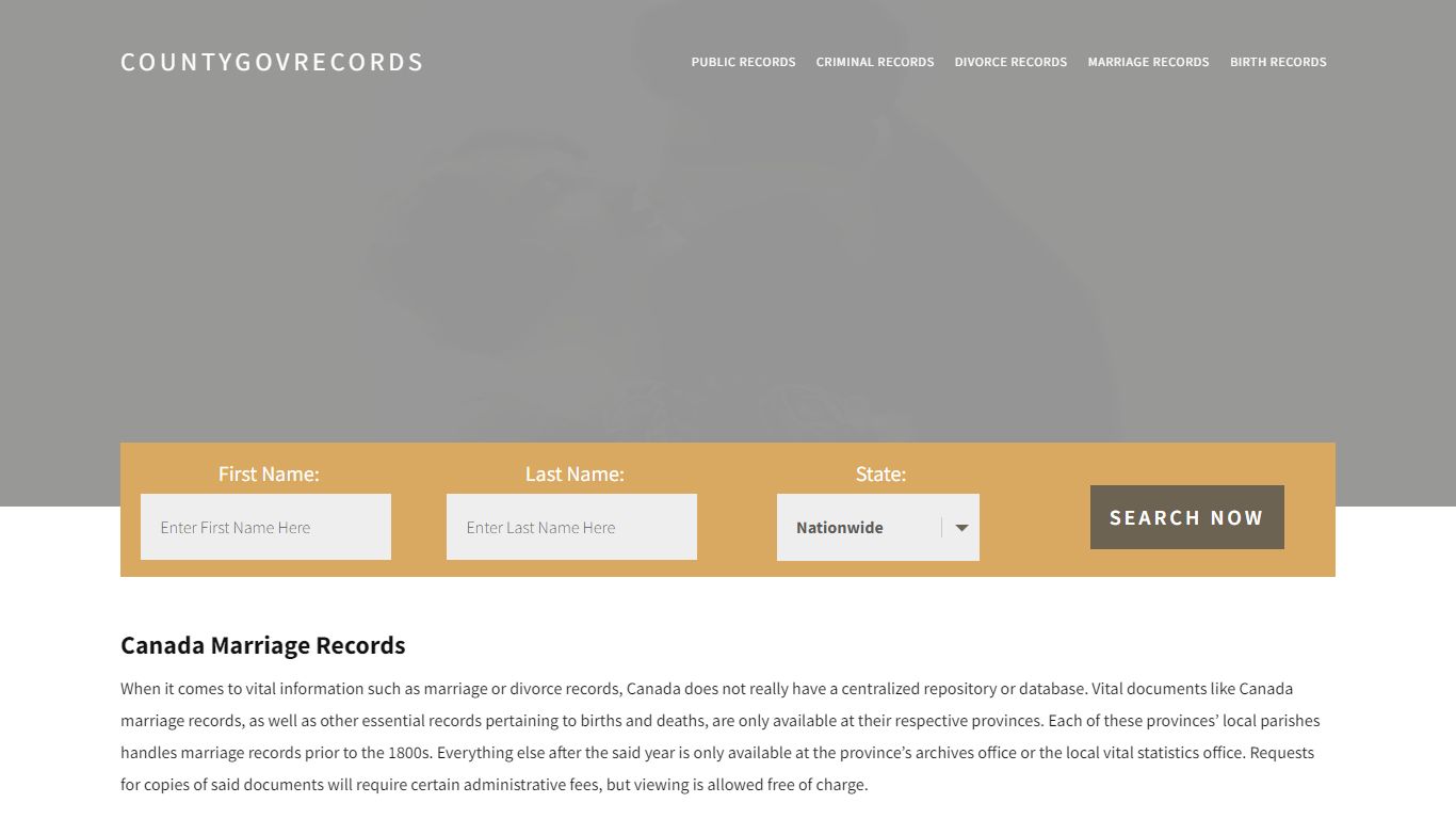 Canada Marriage Records | Enter Name and Search|14 Days Free